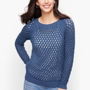 TALBOTS BATEAU NECK OPEN STITCH SWEATER